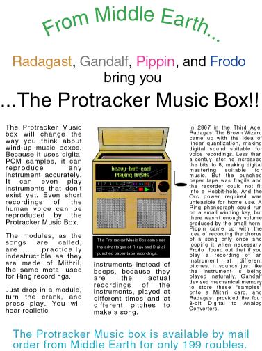 The Protracker Music Box combines the advantages of Rings and Punched Paper Tape.